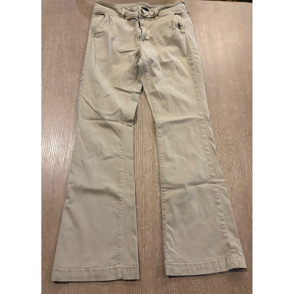 American Eagle Kick Boot Women's Size 10 Khaki Stretch Bootcut Pants Beige